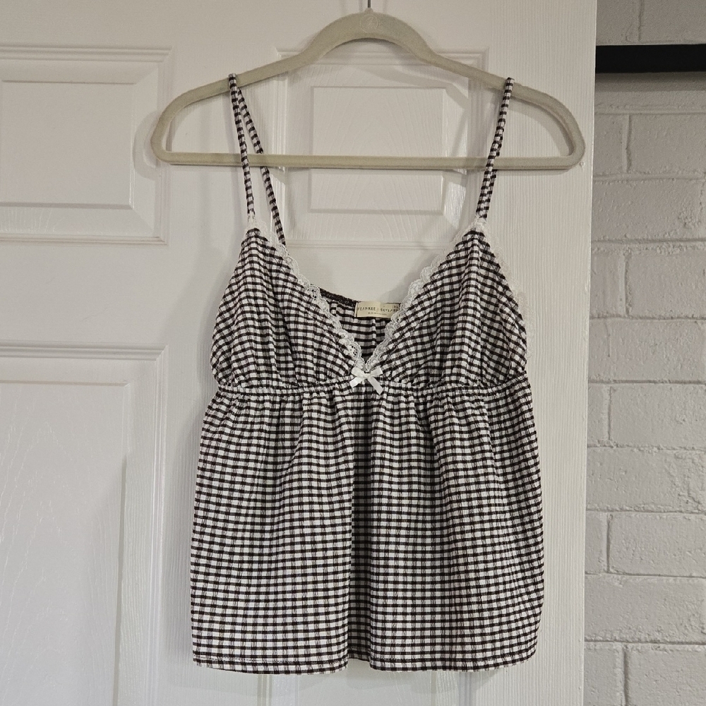 Frankee & Skylarr Black and White Gingham Spaghetti Strap Top Size XL